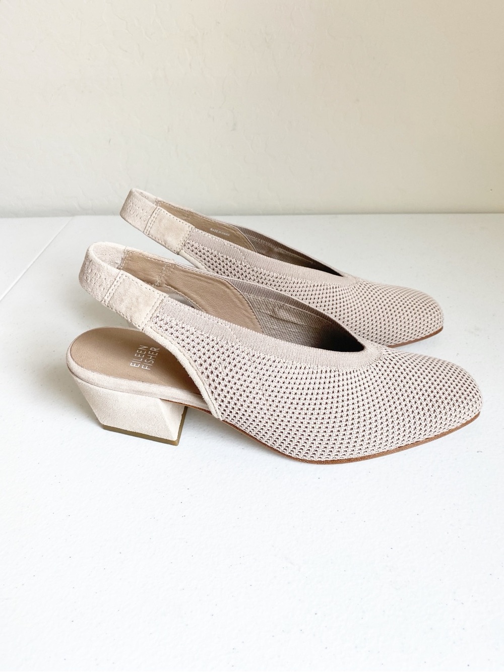 Eileen Fisher Vasa Block Heel Knit Slingback Pump Size 9.5